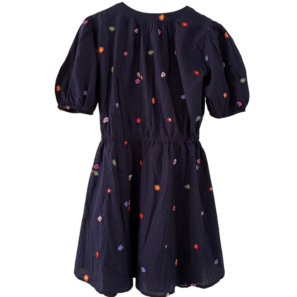 Velvet by Graham & Spencer Navy Floral Embroidered Cotton Mini Dress Small NWT - Picture 2 of 12